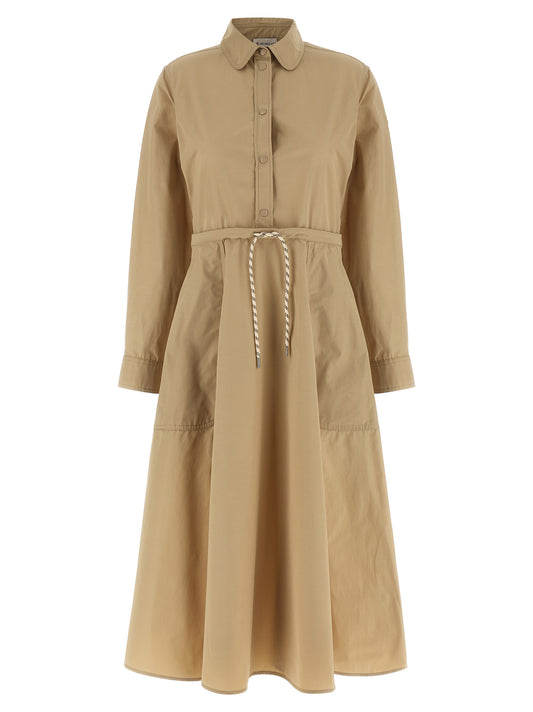 Vestido largo Moncler de poliéster beige
