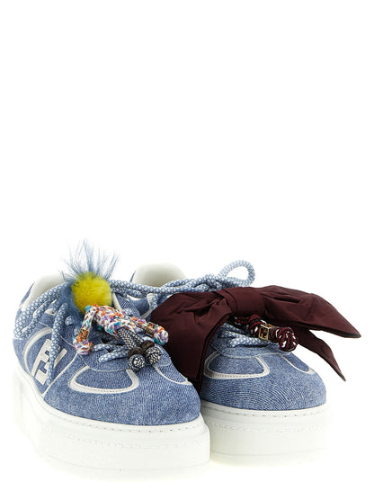 Zapatillas de plataforma Fendi de piel de becerro azules