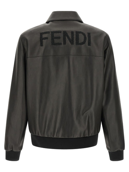 Chaqueta de piel de cordero negra de Fendi