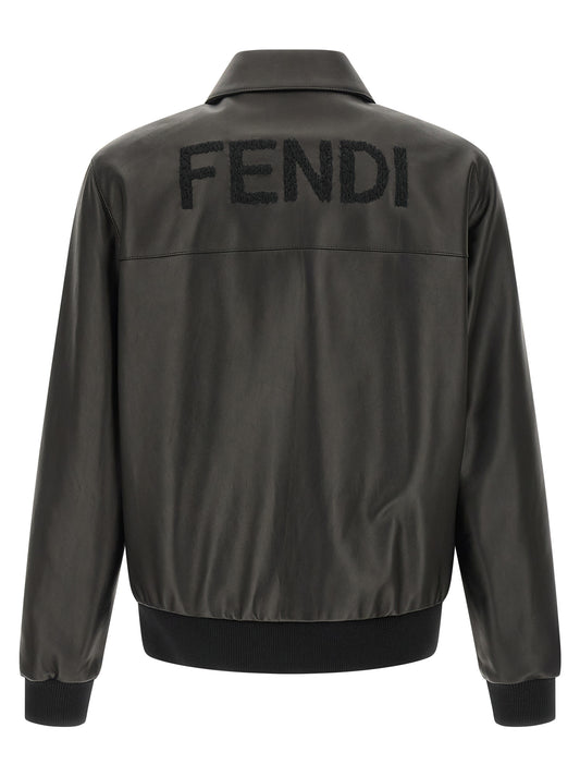 Chaqueta de piel de cordero negra de Fendi