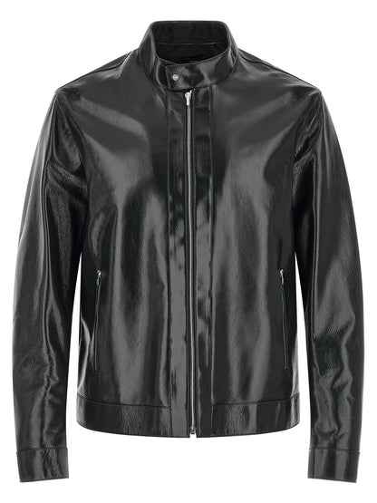 Chaqueta de cuero Fendi de piel de cordero azul