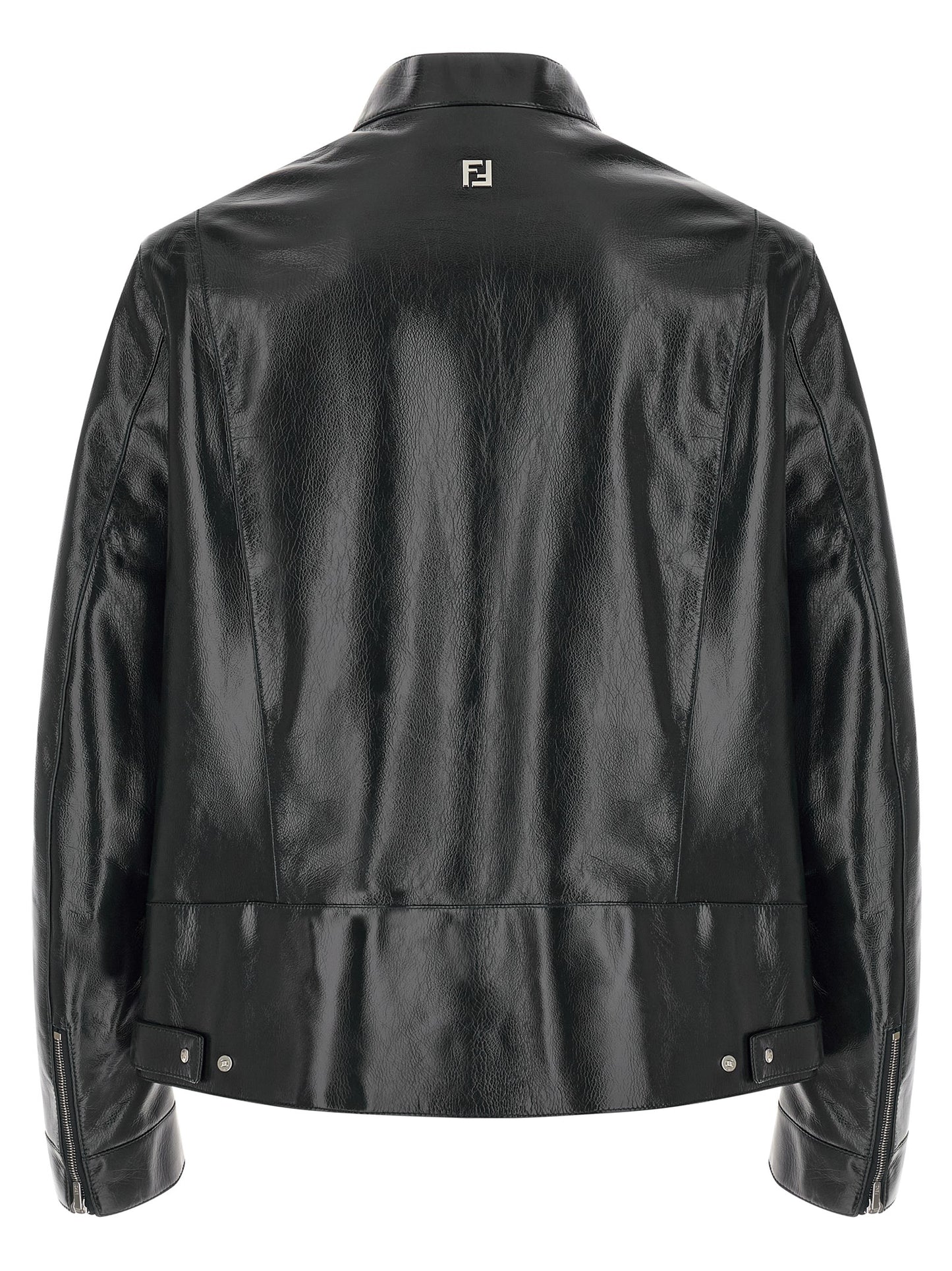 Chaqueta de cuero Fendi de piel de cordero azul