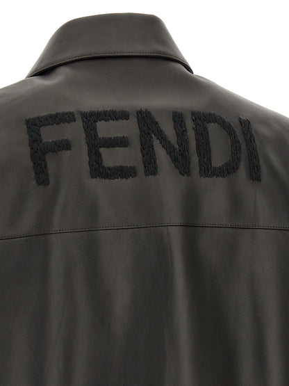 Chaqueta de piel de cordero negra de Fendi