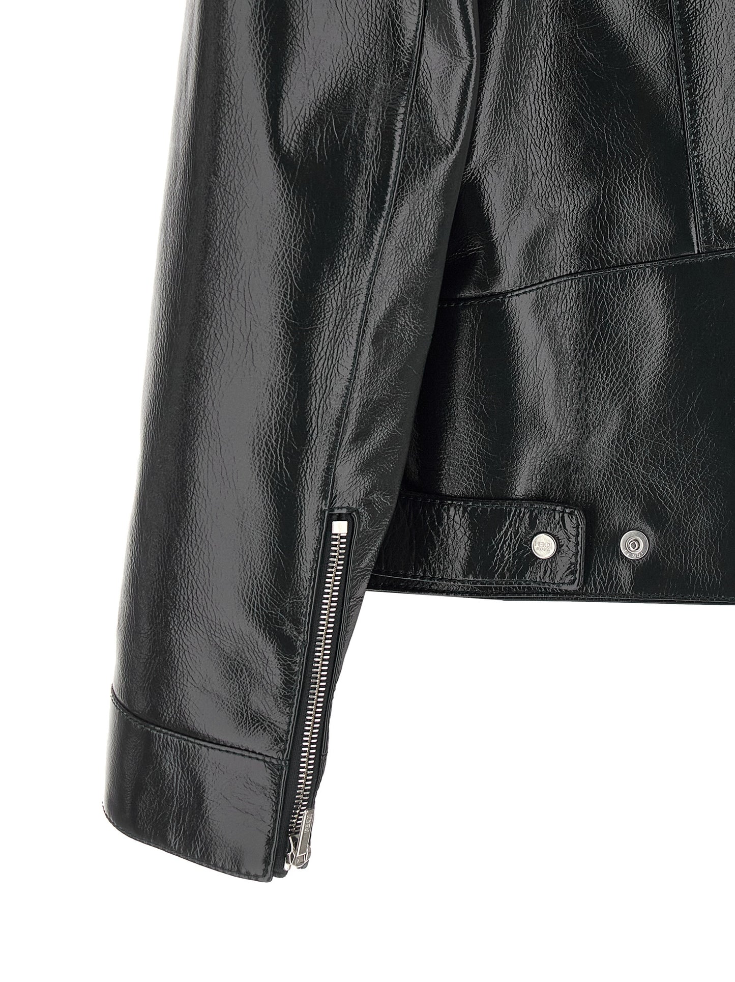 Chaqueta de cuero Fendi de piel de cordero azul