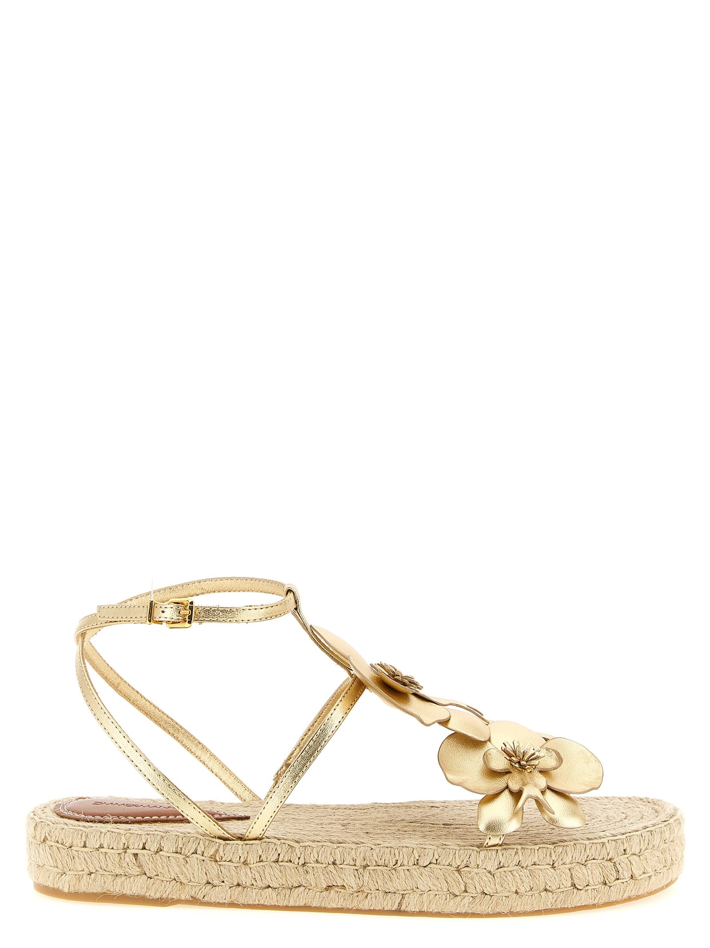 Sandalias planas de cuero dorado Zimmermann