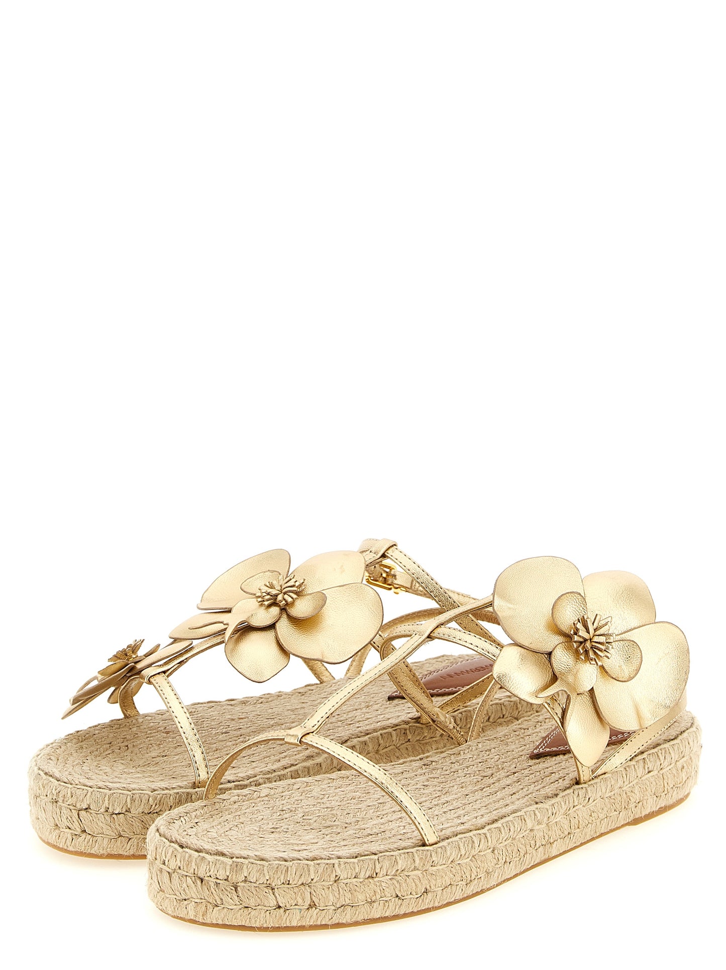Sandalias planas de cuero dorado Zimmermann