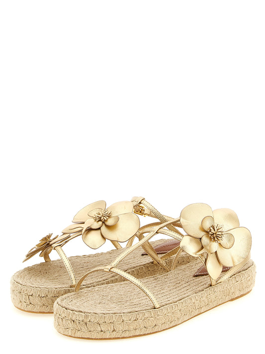 Sandalias planas de cuero dorado Zimmermann