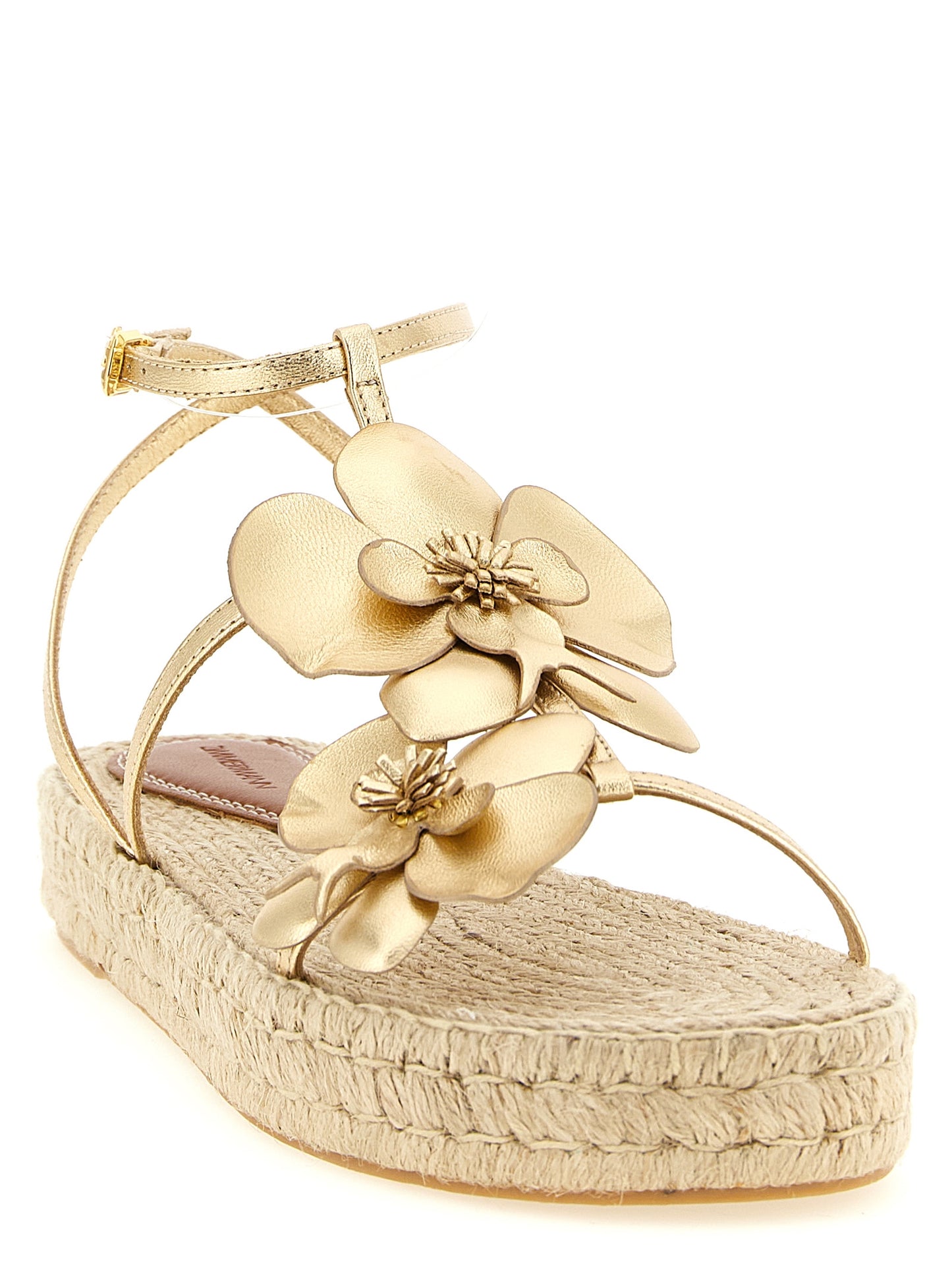 Sandalias planas de cuero dorado Zimmermann