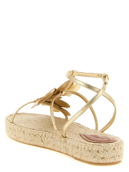 Sandalias planas de cuero dorado Zimmermann