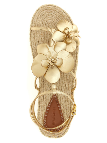 Sandalias planas de cuero dorado Zimmermann