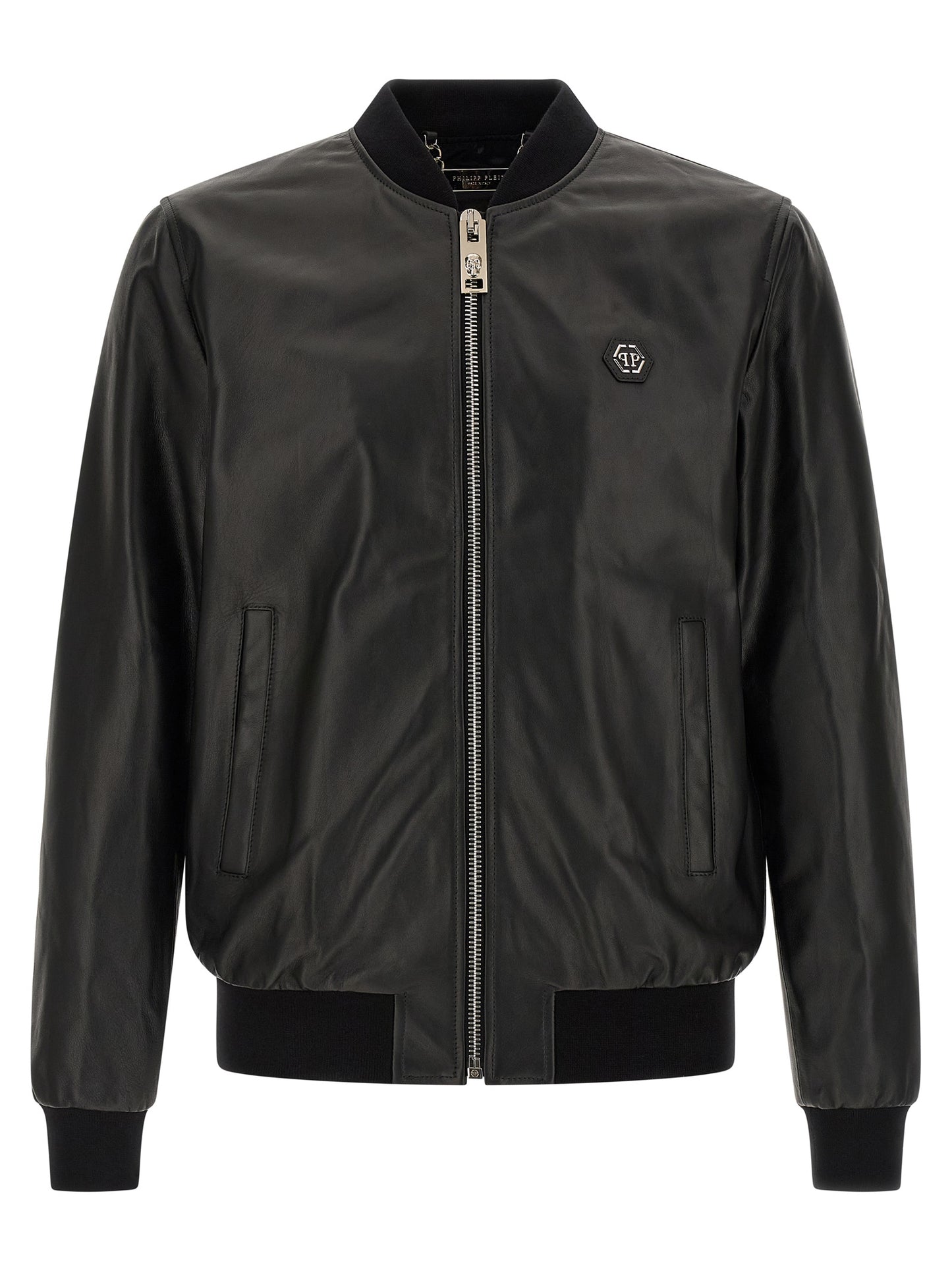 Chaqueta Philipp Plein de piel de cordero negra