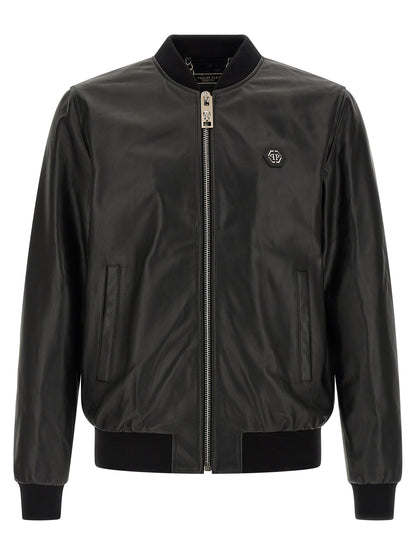 Chaqueta Philipp Plein de piel de cordero negra