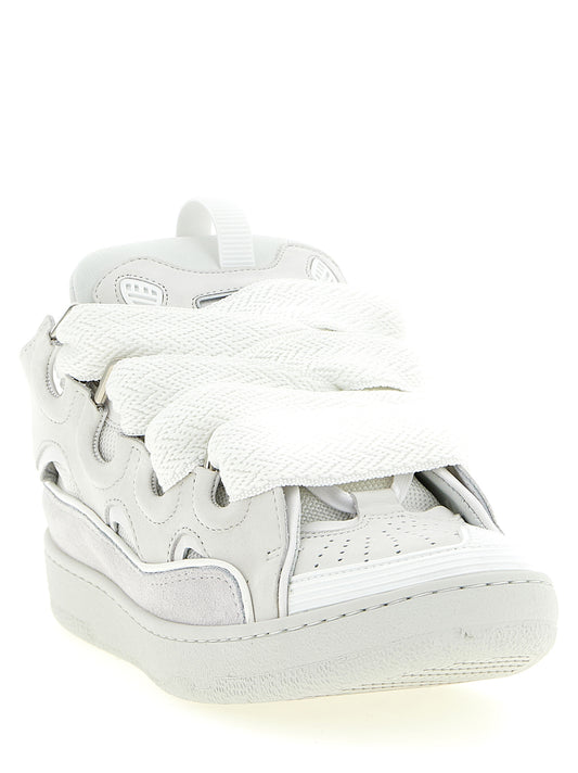 Zapatillas Gruesas de Piel de Becerro Blanca Lanvin