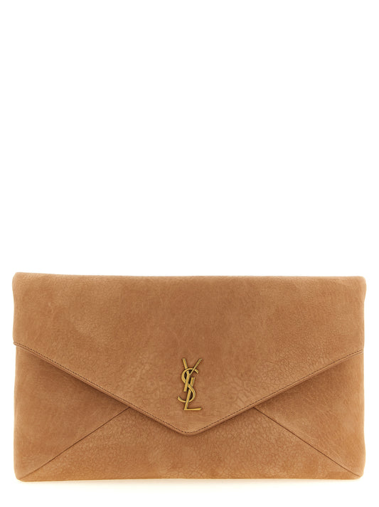 Bolso de mano Saint Laurent de cuero de cordero marrón