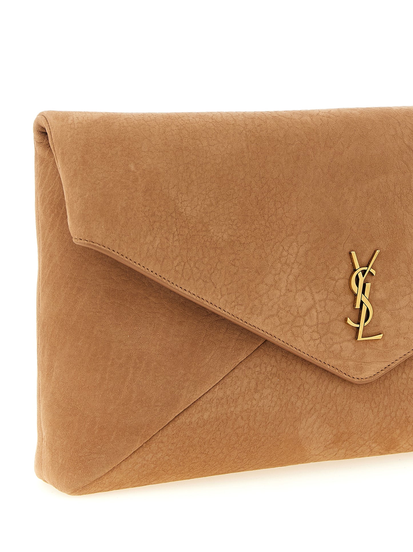 Bolso de mano Saint Laurent de cuero de cordero marrón