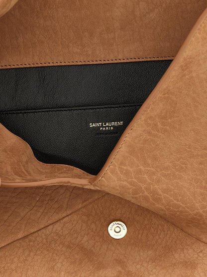 Bolso de mano Saint Laurent de cuero de cordero marrón