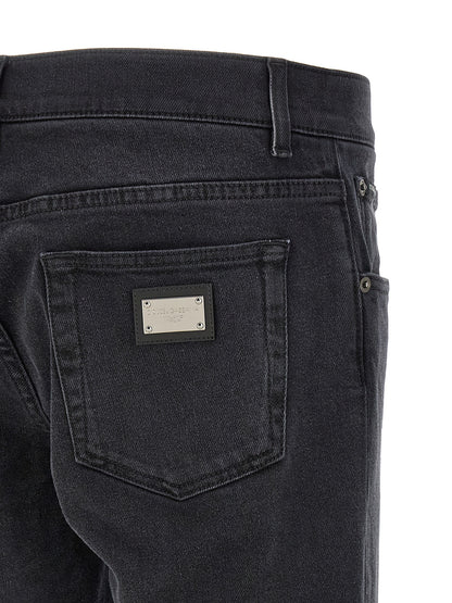 Dolce & Gabbana Black Cotton Straight-Leg Jeans