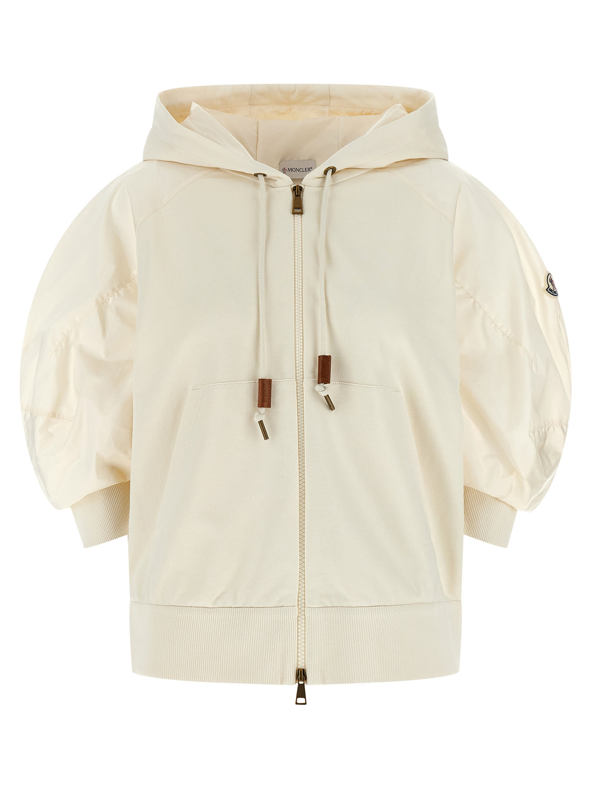 Moncler Sudadera Con Capucha De Algodón En Blanco Puro