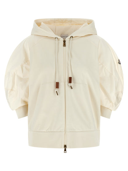 Moncler Sudadera Con Capucha De Algodón En Blanco Puro