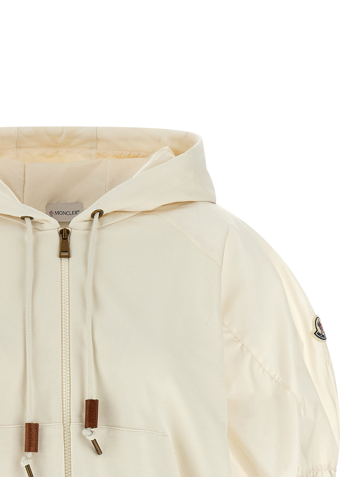 Moncler Sudadera Con Capucha De Algodón En Blanco Puro
