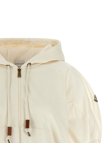 Moncler Sudadera Con Capucha De Algodón En Blanco Puro
