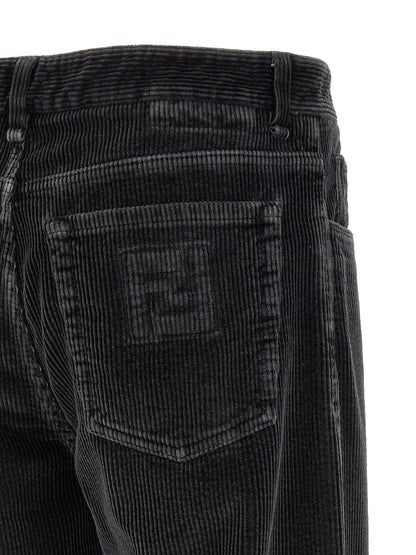 Fendi Gray Cotton Casual Pants
