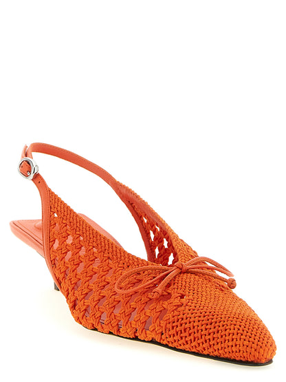 Jacquemus Orange Polyester Mid-Heel Pumps