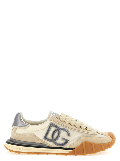 Zapatillas deportivas Dolce & Gabbana de piel de becerro plateada