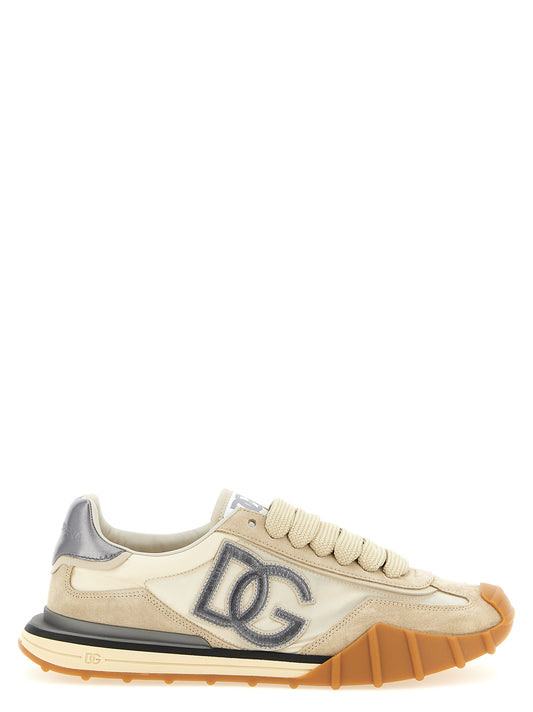 Zapatillas deportivas Dolce & Gabbana de piel de becerro plateada