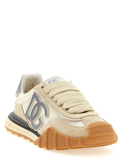 Zapatillas deportivas Dolce & Gabbana de piel de becerro plateada