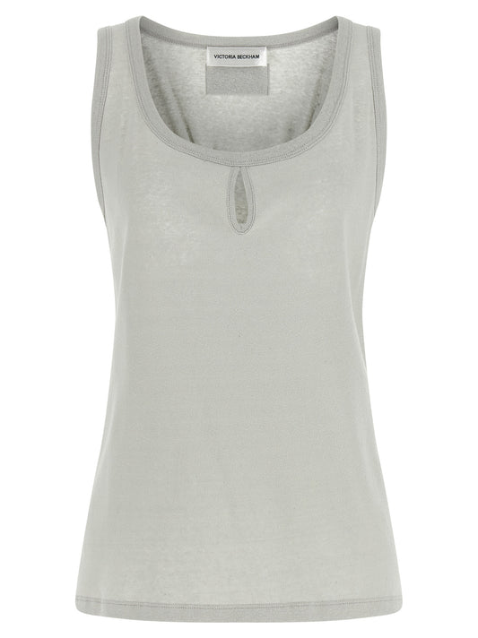 Camisetas sin mangas de algodón gris de Victoria Beckham