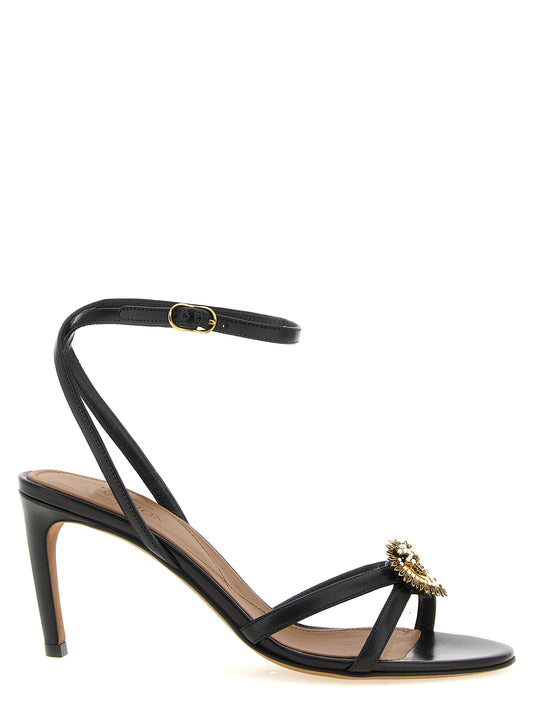 Sandalias de tacón de aguja de piel de becerro negra Dolce & Gabbana