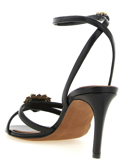 Sandalias de tacón de aguja de piel de becerro negra Dolce & Gabbana