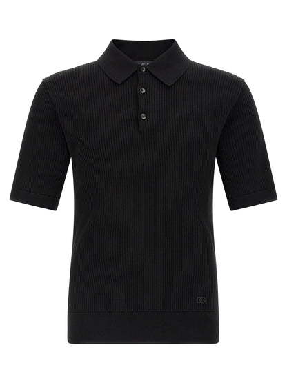 Polo en coton noir Dolce & Gabbana
