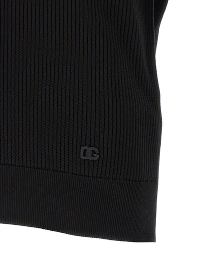 Polo en coton noir Dolce & Gabbana