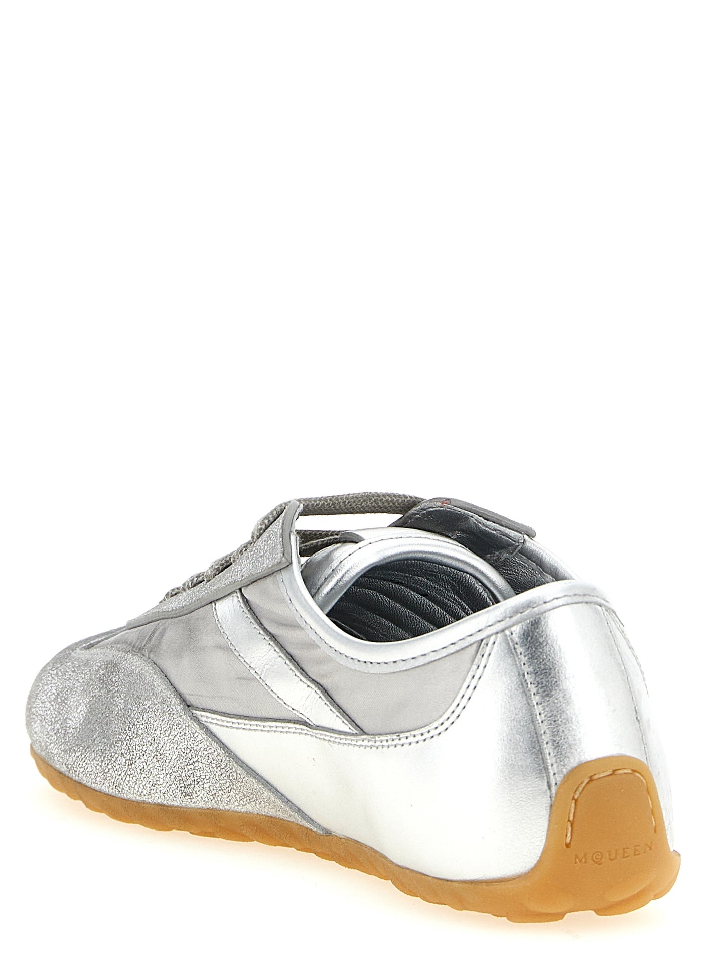 Zapatillas deportivas Alexander McQueen de cuero plateado