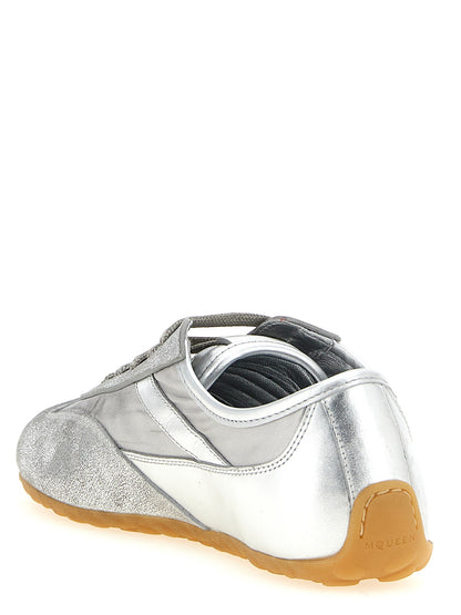 Zapatillas deportivas Alexander McQueen de cuero plateado