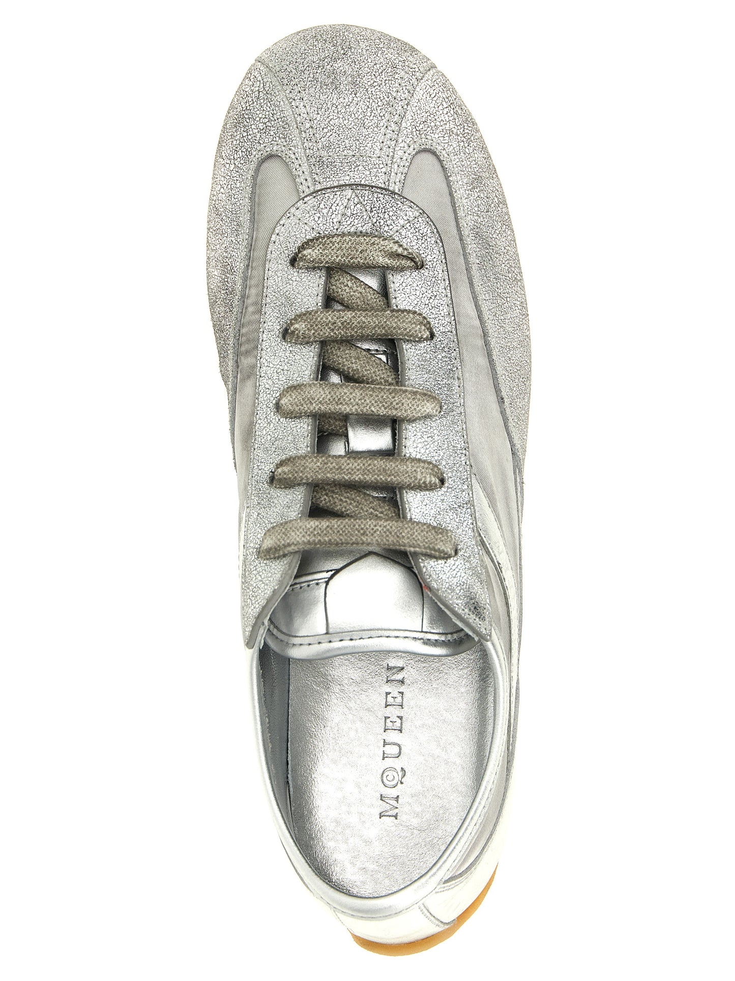 Zapatillas deportivas Alexander McQueen de cuero plateado