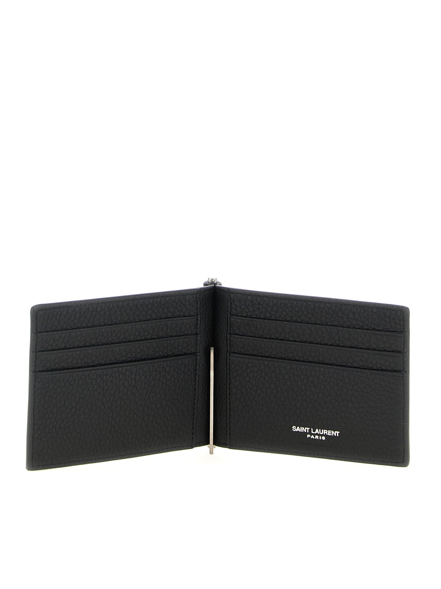 Pince à billets Saint Laurent en cuir de veau noir
