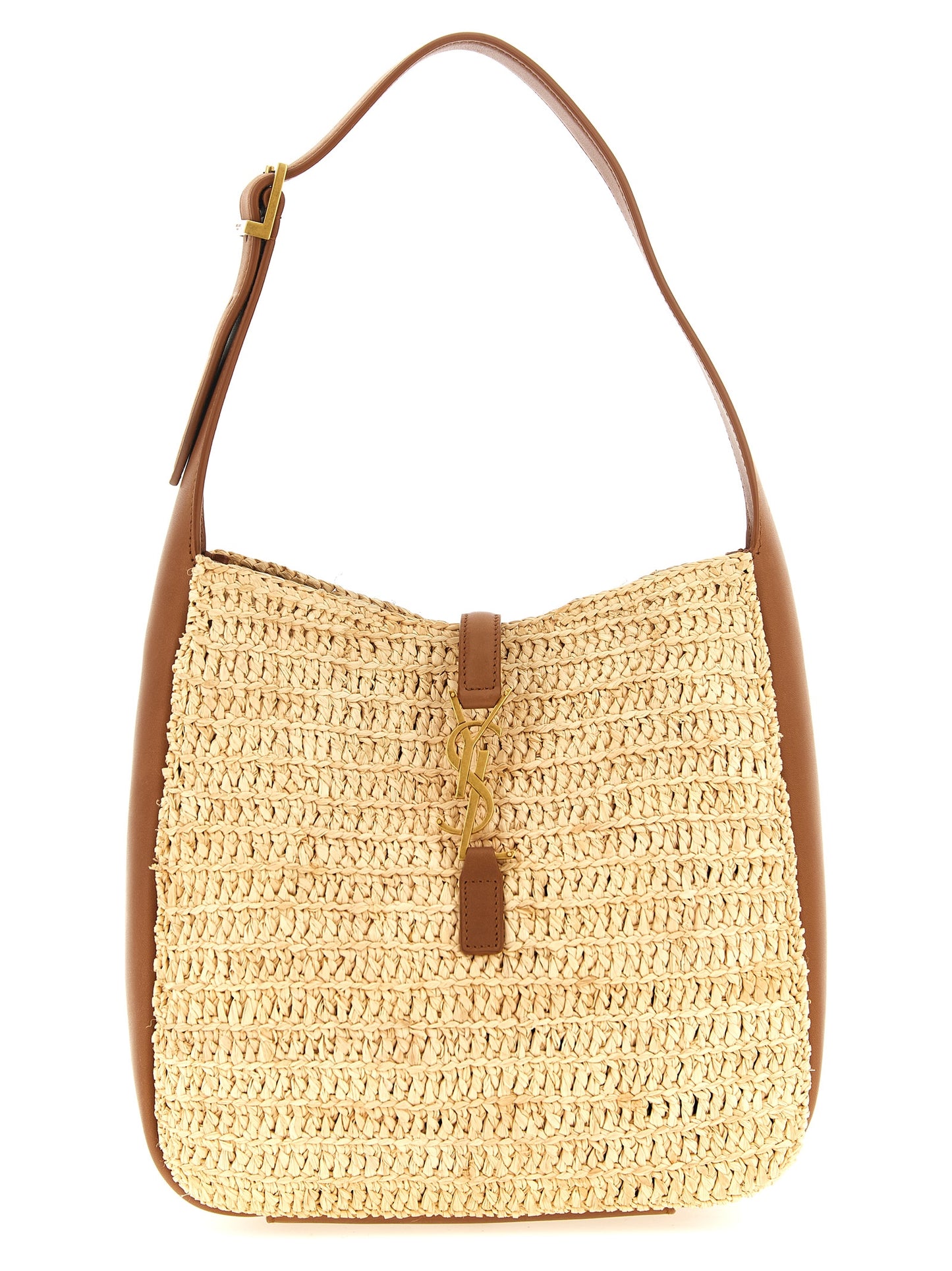 Bolso de hombro Saint Laurent de rafia beige