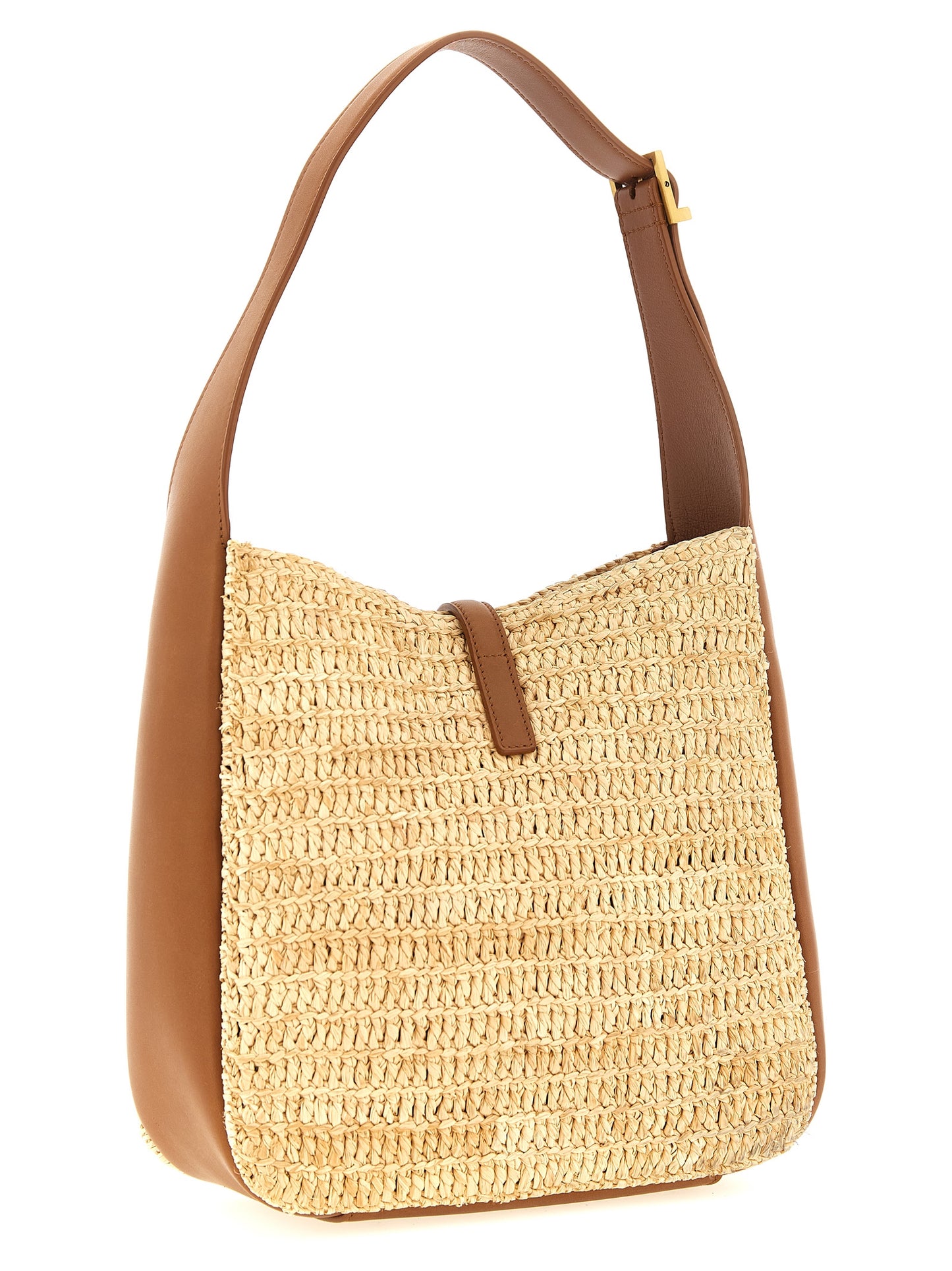 Bolso de hombro Saint Laurent de rafia beige