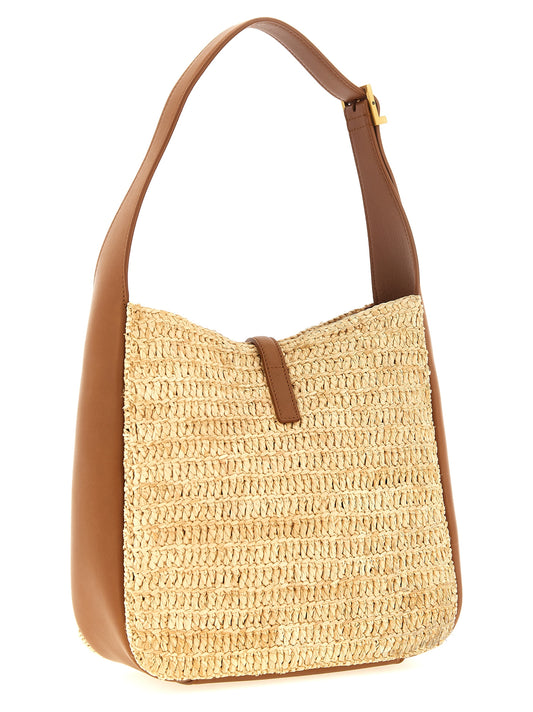 Bolso de hombro Saint Laurent de rafia beige