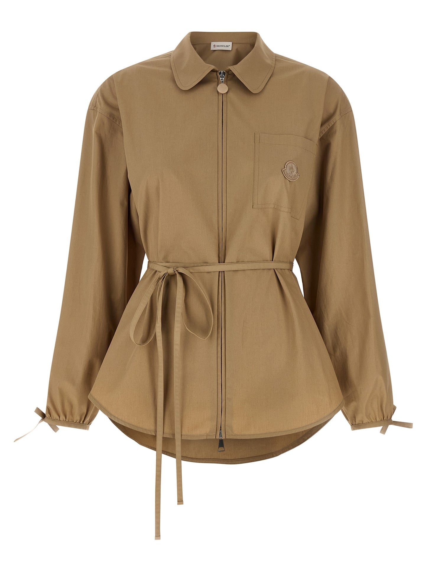 Chaqueta Moncler de algodón beige de largo completo