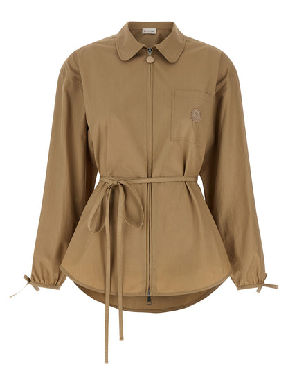 Chaqueta Moncler de algodón beige de largo completo