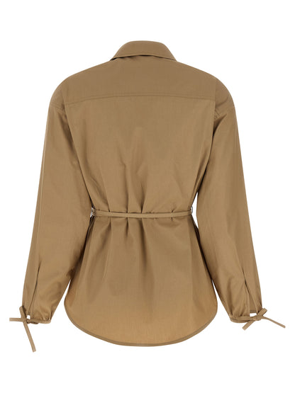 Chaqueta Moncler de algodón beige de largo completo