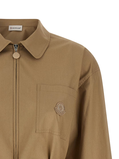 Chaqueta Moncler de algodón beige de largo completo