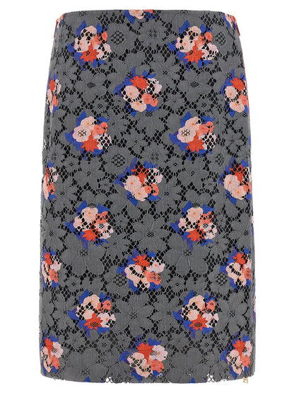 Falda Midi De Algodón Fendi Para Mujer En Color Gris