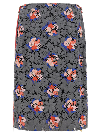 Falda Midi De Algodón Fendi Para Mujer En Color Gris