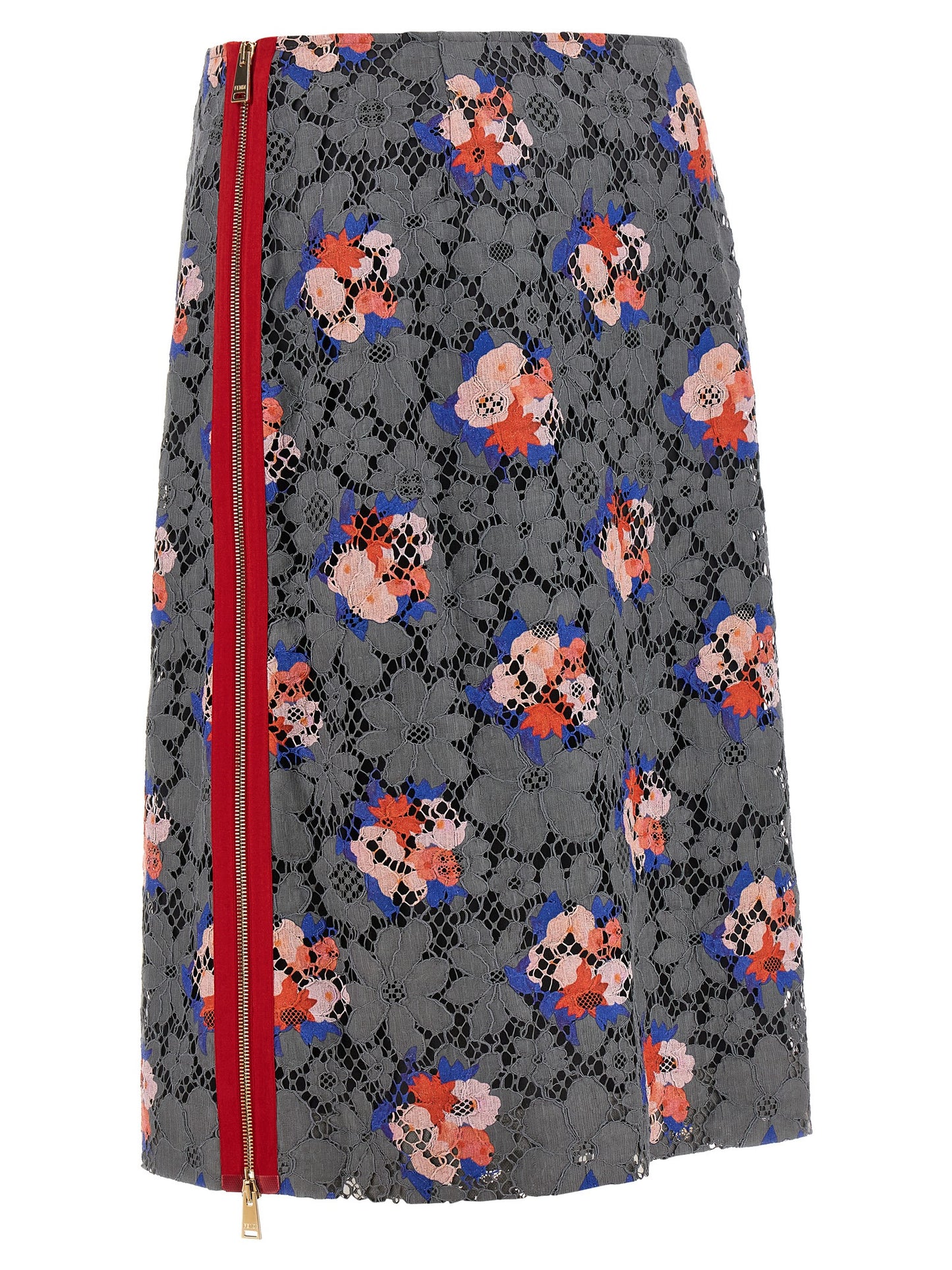 Falda Midi De Algodón Fendi Para Mujer En Color Gris