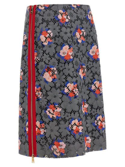 Falda Midi De Algodón Fendi Para Mujer En Color Gris